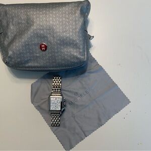 New Michele Deco Stainless Steel Real Diamond  Watch Chronograph - Silver